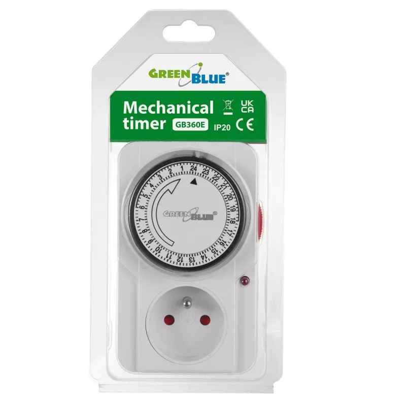 Temporizador mecánico GreenBlue GB360 — temporizador mecánico de enchufe para conmutación programada