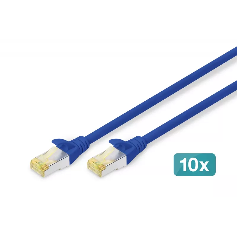 Cable de conexión DIGITUS CAT 6A S/FTP DK-1644-A-010-B-10, 1 m, azul, 10 uds.