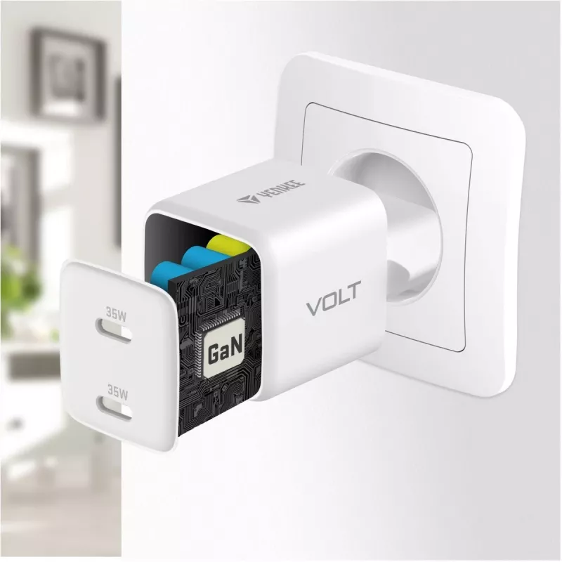 Cargador de pared USB-C YENKEE G35D 2x18W Power Delivery 3.0 3A