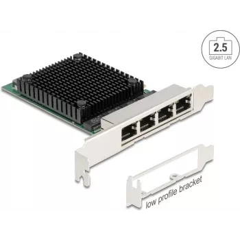 Tarjeta de red DELOCK PCI Express x4 2,5 Gigabit LAN con 4 puertos RJ45