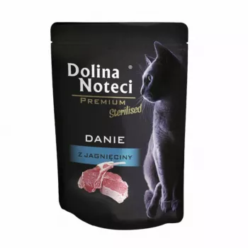 Comida húmeda para gatos Dolina Noteci Premium Sterilised Lamb 85 g — alimento húmedo para gatos adultos esterilizados, 11% proteína, 3,5% grasa, sin cereales