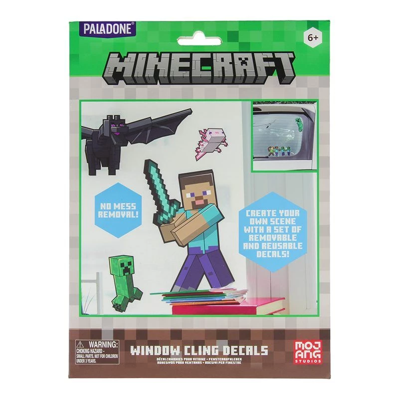 Pegatinas para ventana Paladone Minecraft PP13105MCF – pegatinas decorativas reutilizables para ventanas y superficies lisas