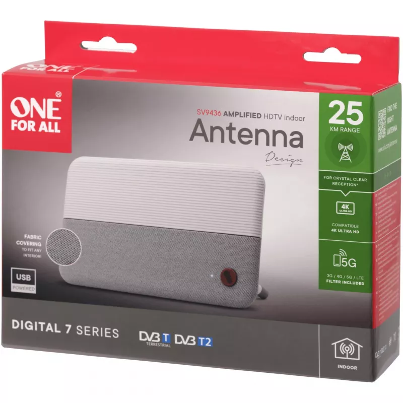 Antena de tela One for All DVB-T2 1080p blanca SV9436-5G (SV9436-5G)