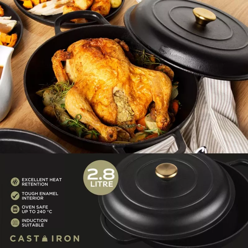 Olla de hierro fundido Russell Hobbs RH02525BEU7 30 cm, negra