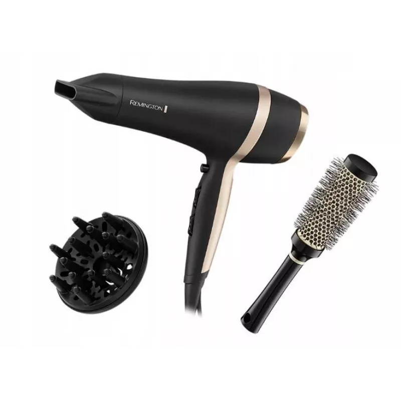 Remington Salon Smooth secador de pelo set de regalo | D6940GP | 2100 W | número de niveles de temperatura 3 | función de iones | accesorio difusor | negro