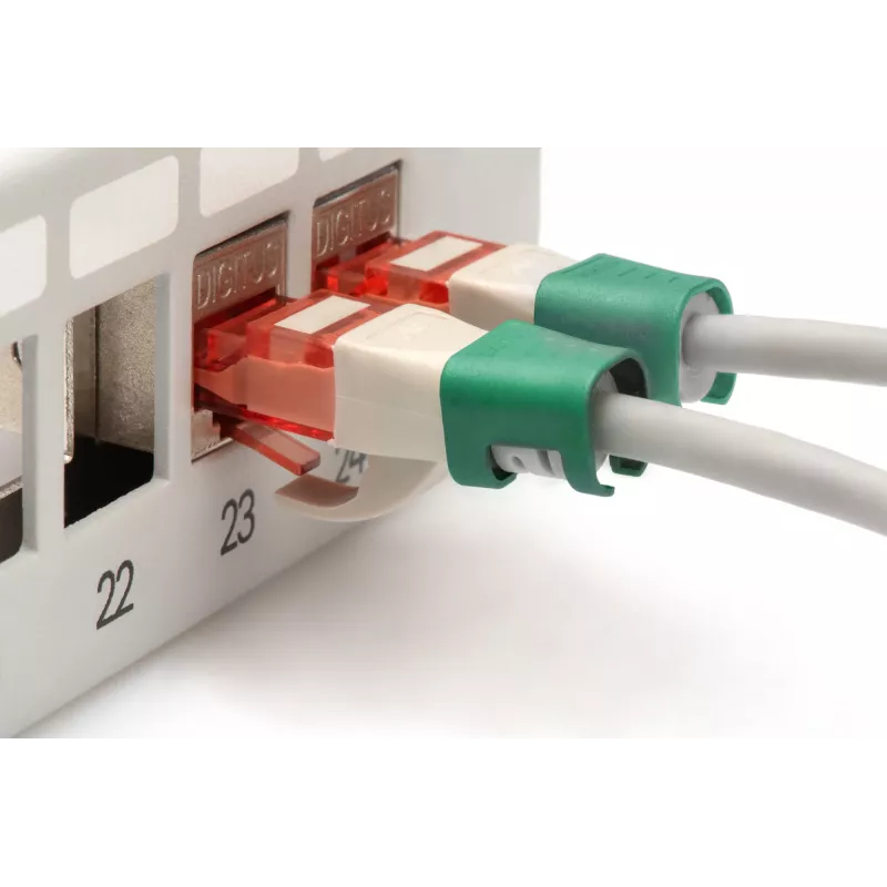DIGITUS - Clips para cables con codificación por colores - para cables de parcheo - verde (paquete de 100) (A-CC-G)