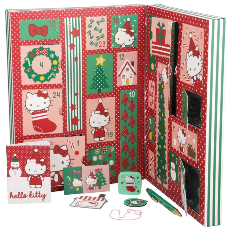 Calendario de adviento Paladone Hello Kitty papelería set de 24 días con regalos de papelería diarios