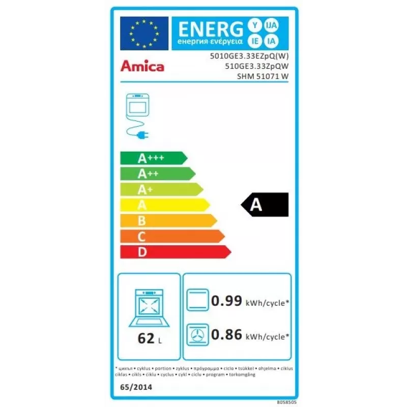 Cocina independiente Amica SHM51071W eléctrica gas blanca 4 zonas de gas 63L