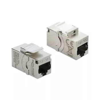 Módulo Keystone para patch panel DELOCK RJ45 Cat.6A con tapa atornillada, azul