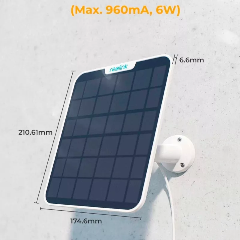 Panel solar Reolink 2 cámara a batería 6W USB Type-C IP65