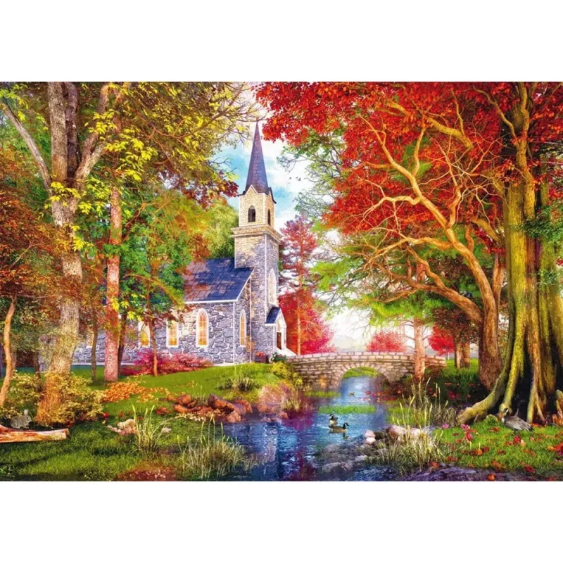 Capilla en el esplendor otoñal, puzzle 1000 piezas