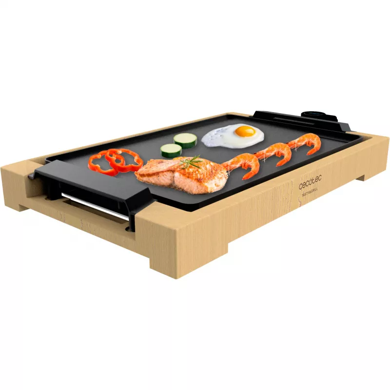 Parrilla de mesa Tasty&Grill 2000 Bamboo, plancha eléctrica de madera, 2.000 vatios