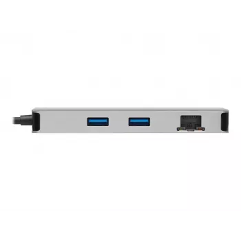 Dock USB-C Eaton Tripp Lite, doble pantalla - 4K 60 Hz HDMI, USB 3.2 Gen 1, hub USB-A, GbE, tarjeta de memoria, función de carga PD 100W, gris - Estación de acoplamiento - USB-C - 2 x HDMI - 1GbE (U442-DOCK