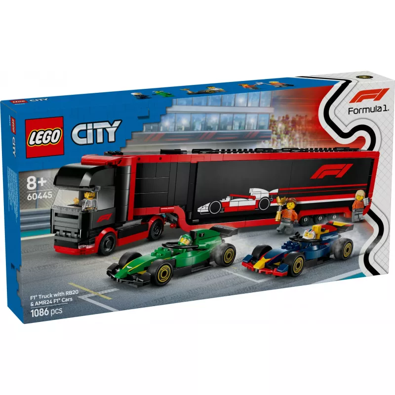 LEGO CITY 60445 F1 - Camión con coches de F1 RB20 y AMR24