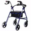 Andador de cuatro ruedas con asiento, azul/negro