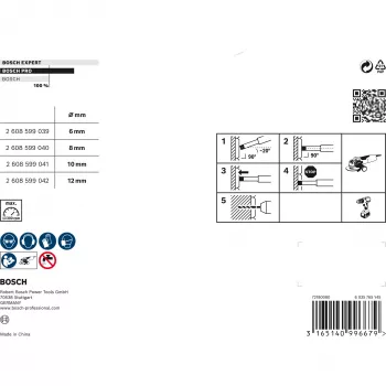 Bosch HSS Brocas helicoidales Juegos Cobalt, Cortador, Cerámica dura, Azulejo, 1,2 cm, Bosch, Plata, 4 uds.