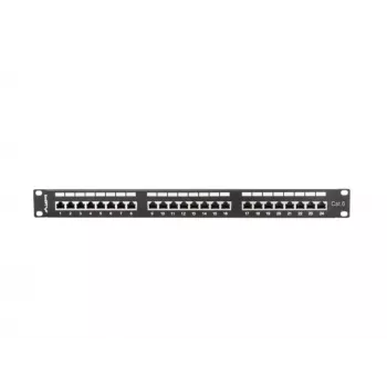 Patch panel 1U LANBERG PPS6-1024-B, 24 puertos Cat6, metal, negro, 442×114,5×44,5 mm