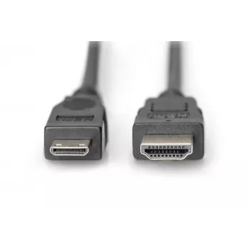 Digitus ASSMANN - Cable de vídeo/audio - HDMI - 30 AWG - Mini-HDMI, 19 pines (M) - HDMI, 19 pines (M) - 3 m - Doble aislamiento - Negro (AK-330106-030-S)