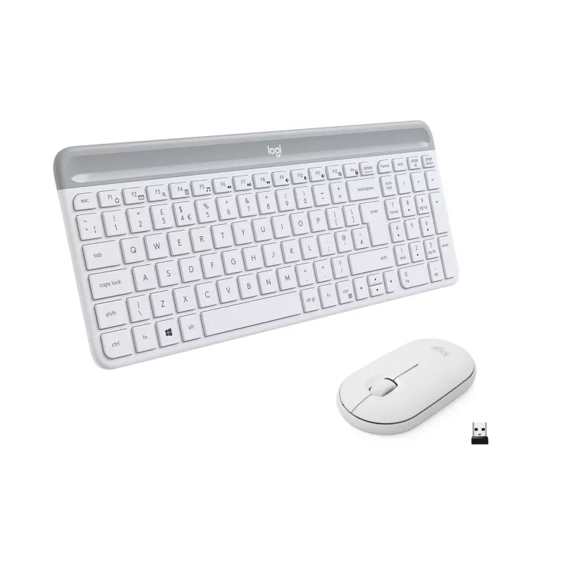 Logitech Slim Wireless Combo MK470 - Conjunto de teclado y ratón - Inalámbrico - 2,4 GHz - Español - Off-White (920-009199)