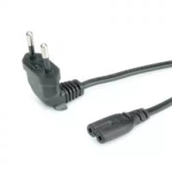 ROLINE - Cable de alimentación (250 VAC, 2.5 A) - Euroconector (M) a IEC 320 EN 60320 C7 (H) - 1.8 m - moldeado, conexión en ángulo de 90 grados - Negro (19.07.2093)