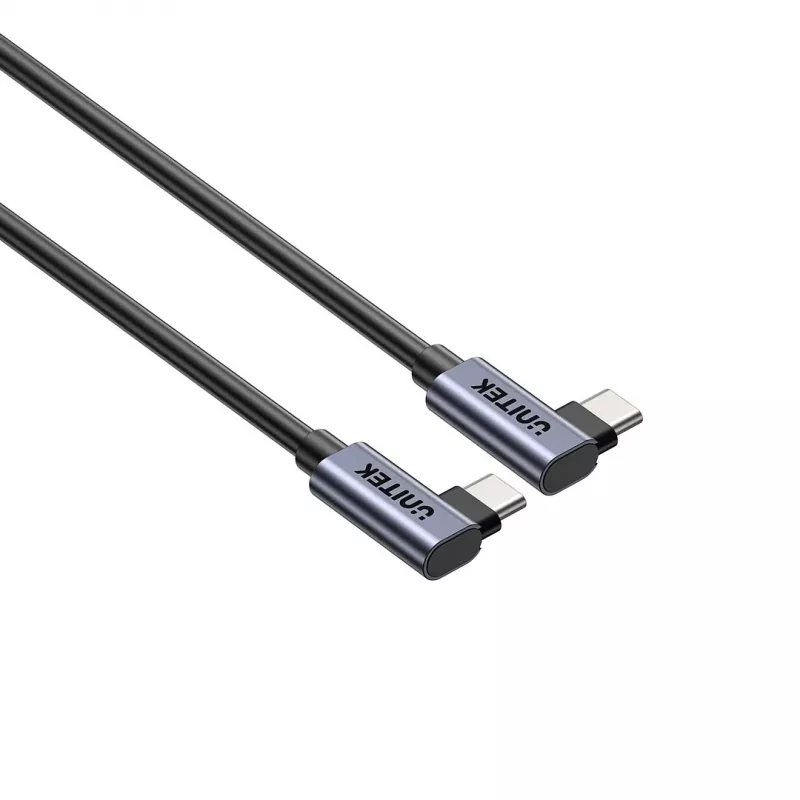 Cable USB-C Unitek C14147ABK01 90°–90° PD 100W 0,5 m, acodado a acodado, negro