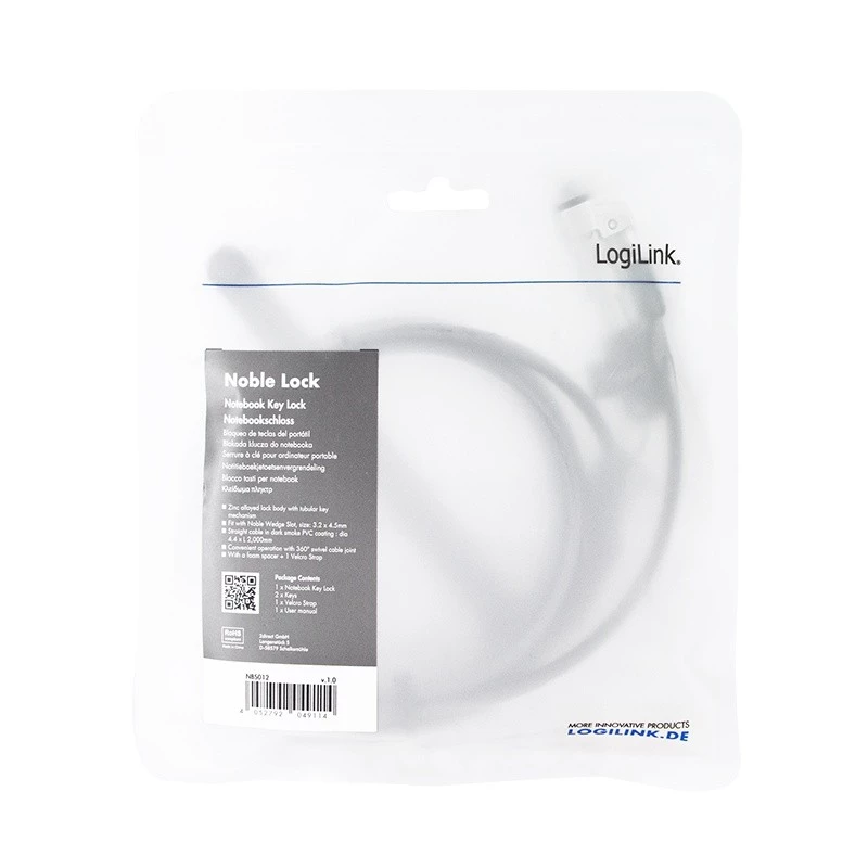 Candado de cable LogiLink NBS012 negro plata