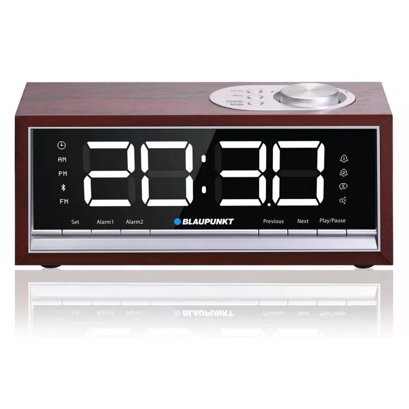 Radio despertador portátil BLAUPUNKT CR60BT — FM PLL, Bluetooth, pantalla LED, 60 memorias de emisoras, batería/DC, respaldo CR2032