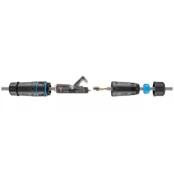 Conector para cable de red Goobay Outdoor (IP68), CAT 6A no apantallado, UTP – resistente al polvo y al agua, regleta de conexión para montaje LSA (sin herramientas) (44416)