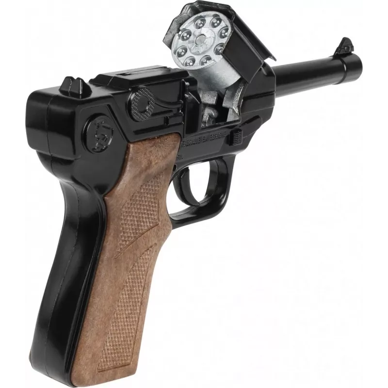 Revólver de policía de juguete de metal Gonher 8 disparos, construcción de metal, modelo 258441
