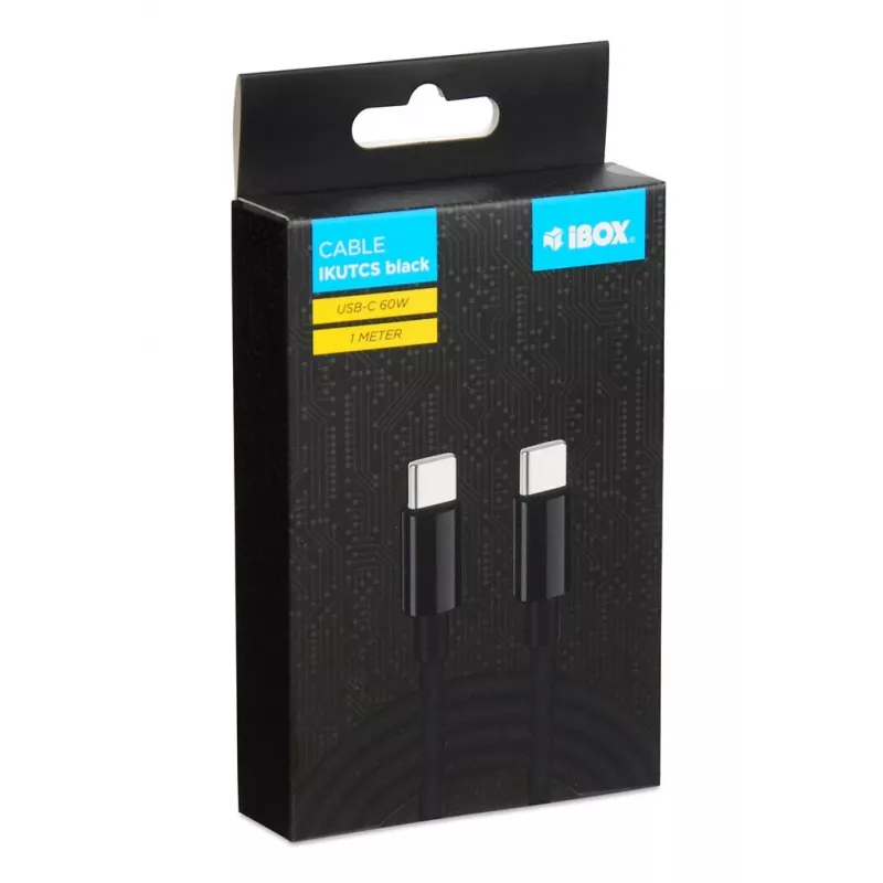 iBOX IKUTC Cable USB-C 60W 1m Negro