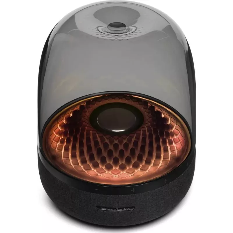 Altavoz portátil inalámbrico Harman/Kardon Aura Studio 4 — 100 W, 3 altavoces, 45–20000 Hz, negro/transparente