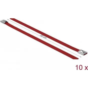 Brida de acero DeLOCK 18781 rojo 200mm 10 uds.