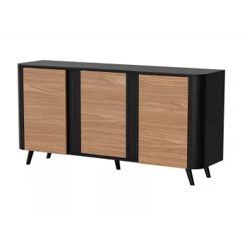 Cómoda Cama Meble VOLARE 151 x 39 x 75 cm, negro/nogal, aglomerado