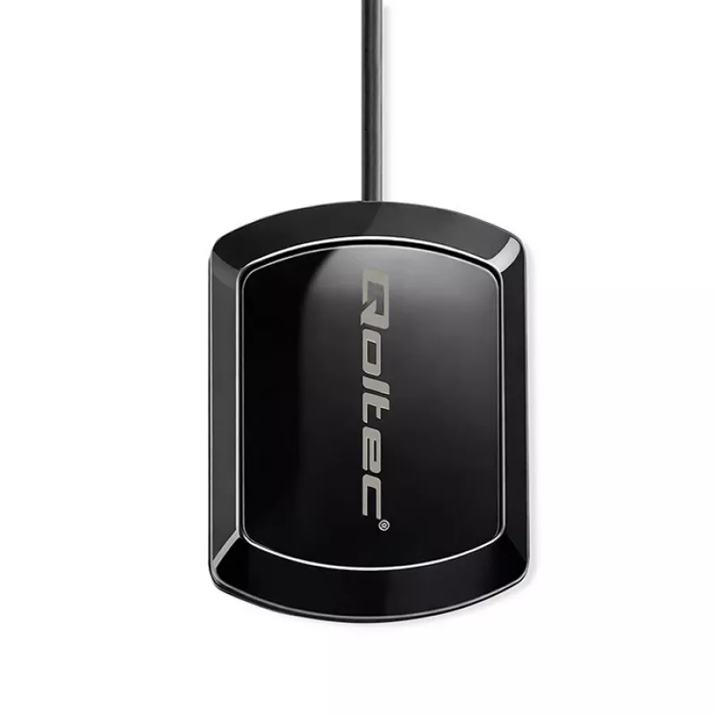 Antena GPS/GLONASS exterior QOLTEC 28 dBi 50 W con conector macho SMA en ángulo recto