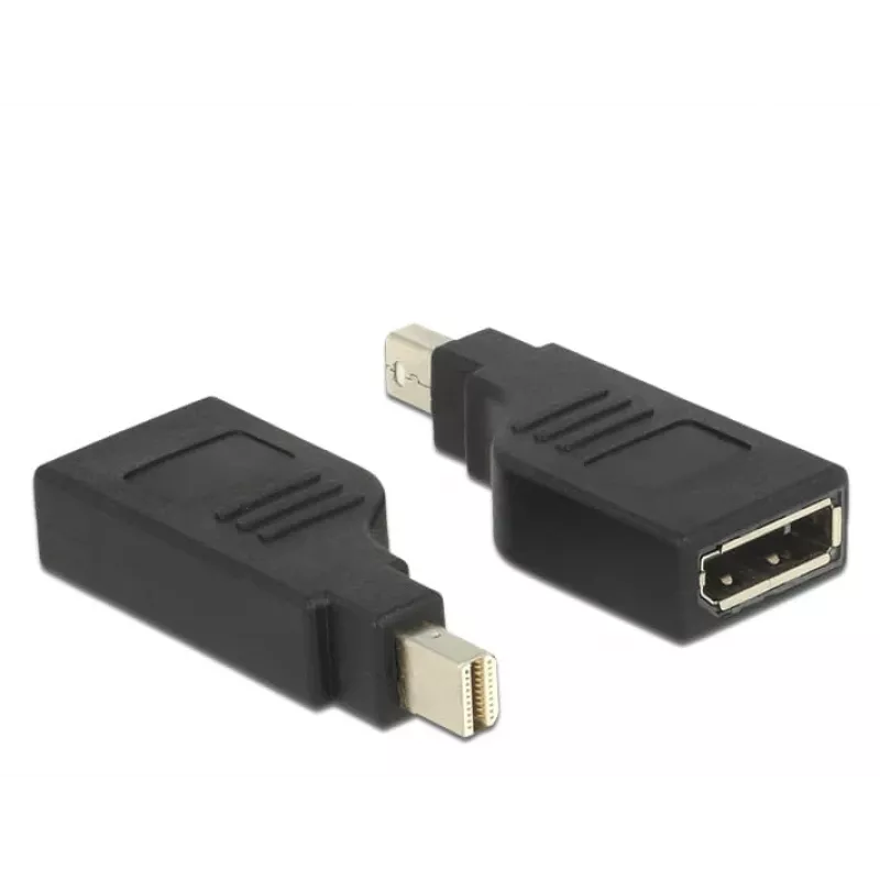 Adaptador Delock Mini DisplayPort 1.2 conector macho > DisplayPort conector hembra 4K 90° en ángulo - Adaptador DisplayPort - Mini DisplayPort (M) en ángulo a DisplayPort (H) en ángulo - Negro (65626)