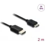 Cable HDMI DELOCK 81685 — 2 m, HDMI tipo A (macho) a HDMI tipo C (Mini, macho), 48 Gbit/s, hasta 7680×4320, contactos dorados, negro