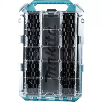 MAKTRAK organizador Flat M, caja de herramientas azul/transparente, tapa transparente