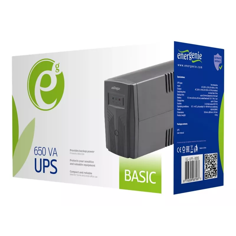Sistema de alimentación ininterrumpida (SAI) Gembird EG-UPS-B650 Line-Interactive 0,65 kVA 390 W