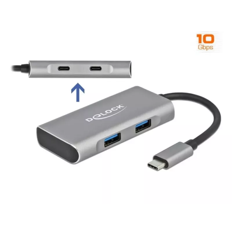 Hub USB DeLOCK USB externo 10 Gbps hub USB Type-C 63260