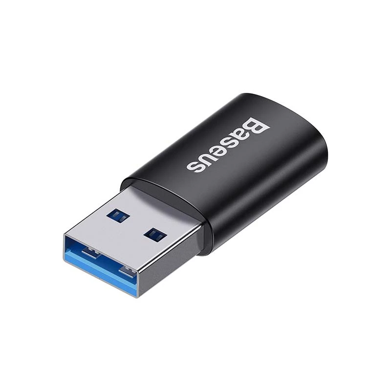 Adaptador Baseus Ingenuity USB Type-A (conector hembra) a USB Type-C (conector macho) 10 Gbit/s, negro, 14×22×8 mm