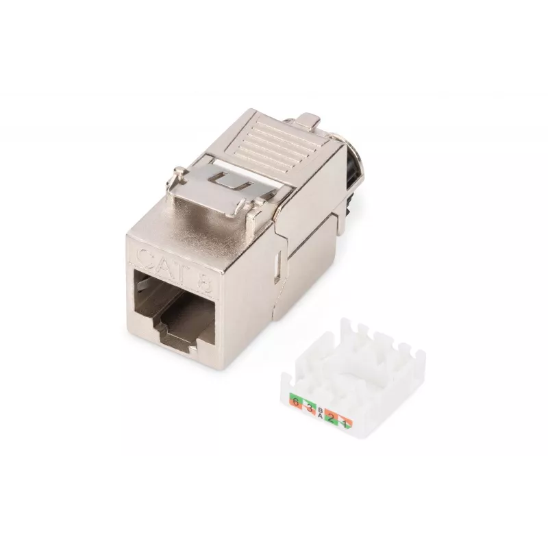 Módulo keystone Digitus CAT 8.1 RJ-45 apantallado plano blanco