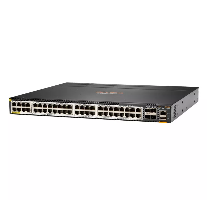 Hewlett Packard Enterprise HPE Aruba 6300M - Switch - L3 - gestionado - 48 x 100/1000/2,5G/5G (PoE+) + 4 x 1 Gigabit / 10 Gigabit / 25 Gigabit / 50 Gigabit SFP56 (uplink / stacking)