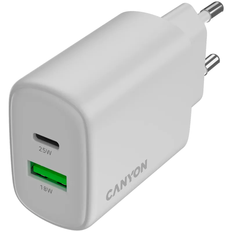 Cargador CANYON OnCharge 250 25W 1xPD 1xQC EU blanco