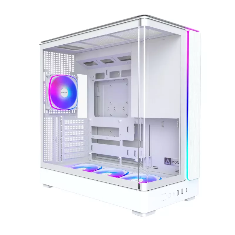 Caja de PC Montech KING 45 PRO (W) — Midi-Tower blanco para Micro-ATX / Mini-ITX