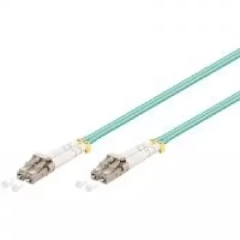 Cable de fibra óptica Varios Goobay LC–LC OM3 0,5 m, 50 µm, dúplex completo, turquesa