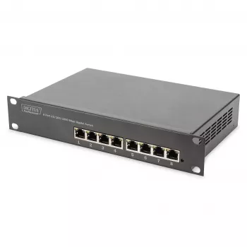 Switch DIGITUS 10 pulgadas Gigabit Ethernet 8 puertos no gestionado, 8x Gigabit RJ45, montaje en rack