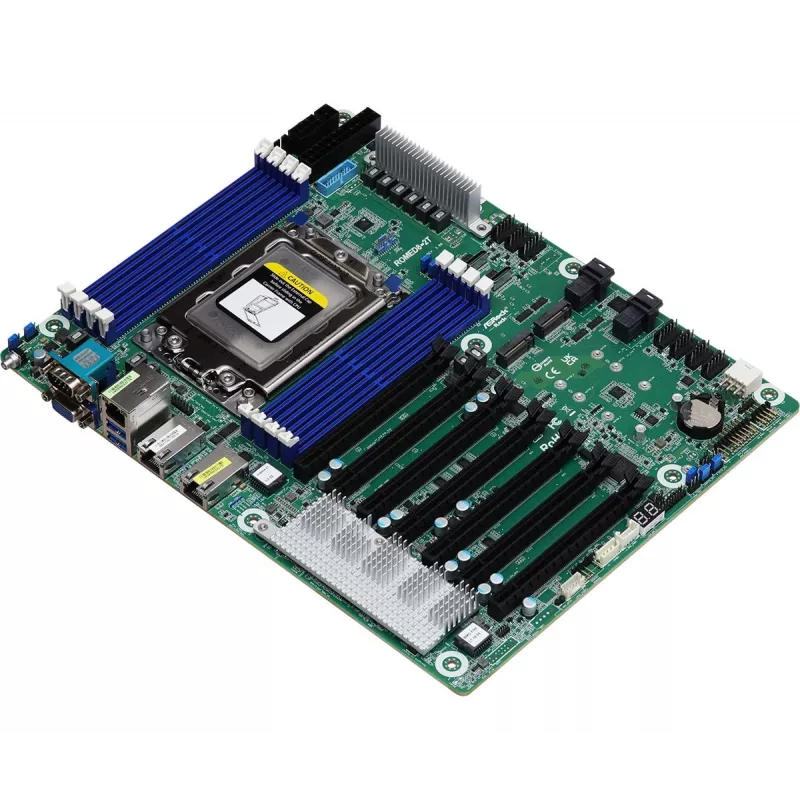 Placa base para servidor ASRock ROMED8-2T/BCM, AMD EPYC 7003, socket SP3, ATX, 8× DDR4 DIMM, 3× RJ-45, 10× SATA III, 7× PCIe x16 Gen4