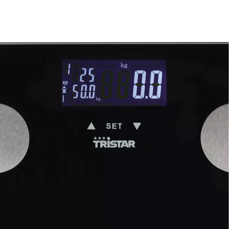 Báscula de baño Tristar WG-2442 — báscula digital, máx. 150 kg, precisión 100 g, IMC, negra