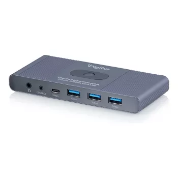Conmutador KVM DIGITUS USB-C 3.0 HDMI 2 puertos 4K60Hz, USB-C/USB-A, aluminio, 135×60×30 mm