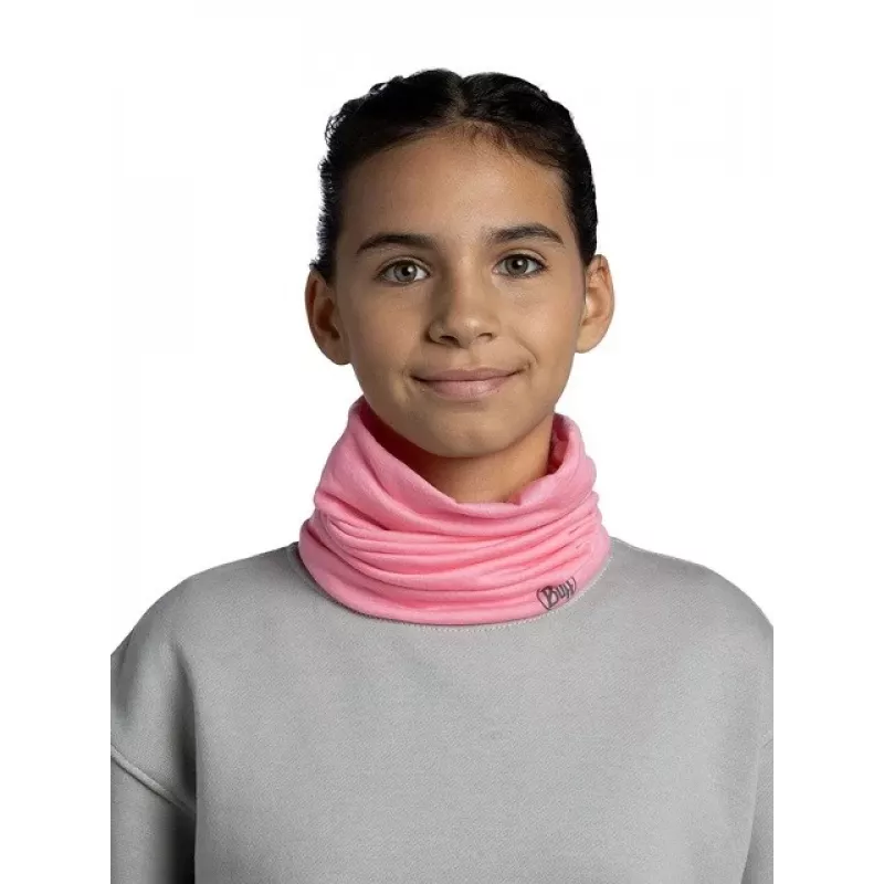 Bandana multifunción infantil Buff Merino Lightweight – rosa liso, prenda para la cabeza de lana merino sin costuras para niños